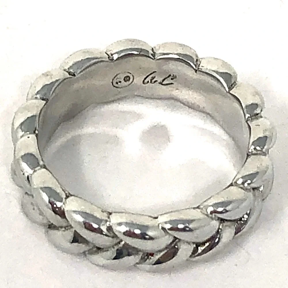 Simple Braided Ring Band Sz 6 Aluminum Arthur Court Signed Jewelry